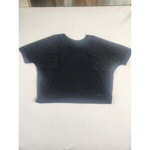 NIKE DRI-FIT V-Neck Cap Sleeve Black Mesh-Back Pullover Activewear Top Women's M